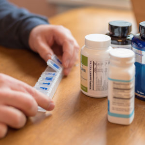 medication management tablets being organized